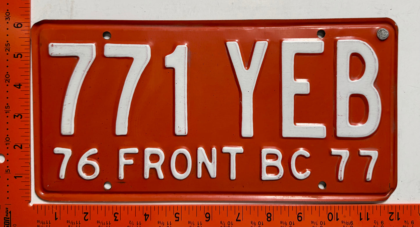 1976-1977 Baja California, Mexico #771 EYB Fronteriza Passenger License Plate