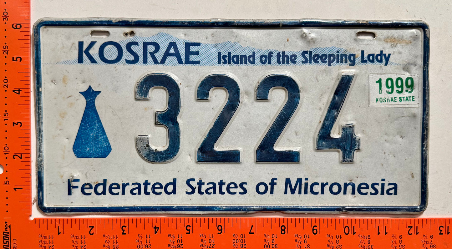 1999 Kosrae, Micronesia #3224 Passenger License Plate