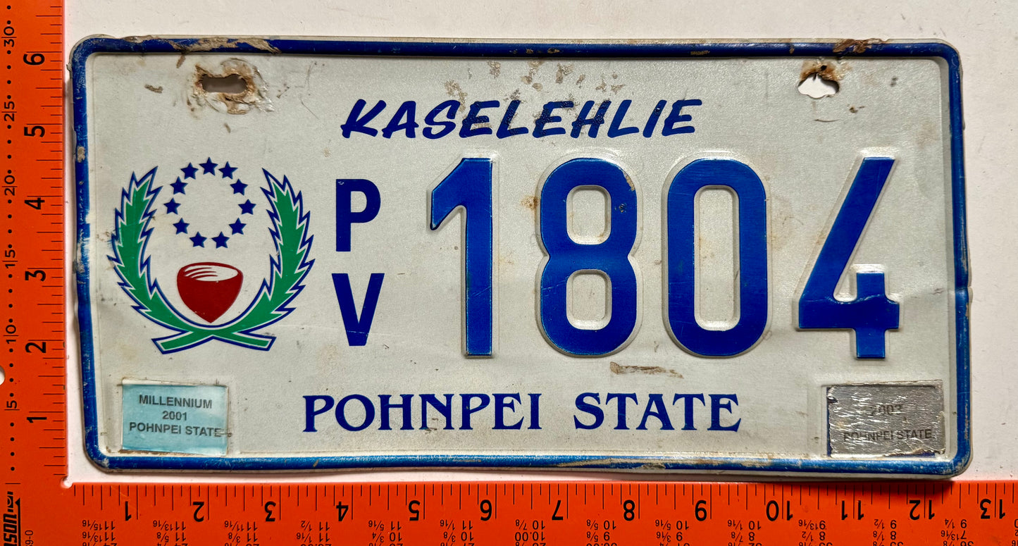 2001/2003 Pohnpei, Micronesia #P/V 1804 Passenger License Plate