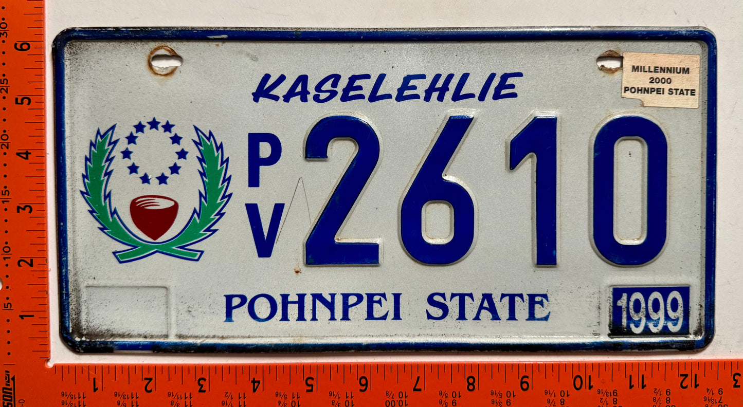1999/2000 Pohnpei, Micronesia #P/V 2610 Passenger License Plate