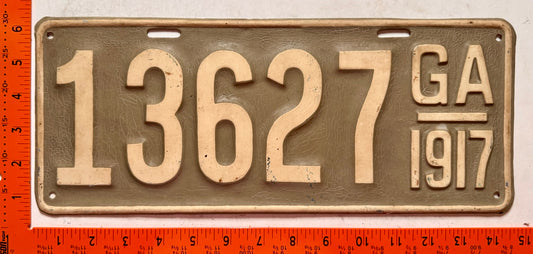 1917 Georgia #13627 Passenger License Plate (repaint)