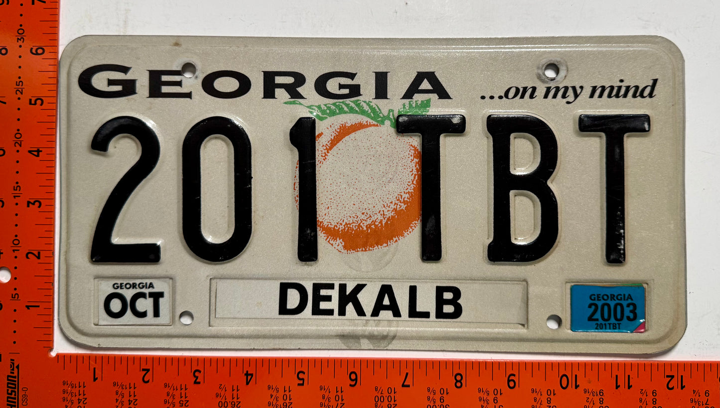 2003 Georgia #201 TBT Passenger License Plate