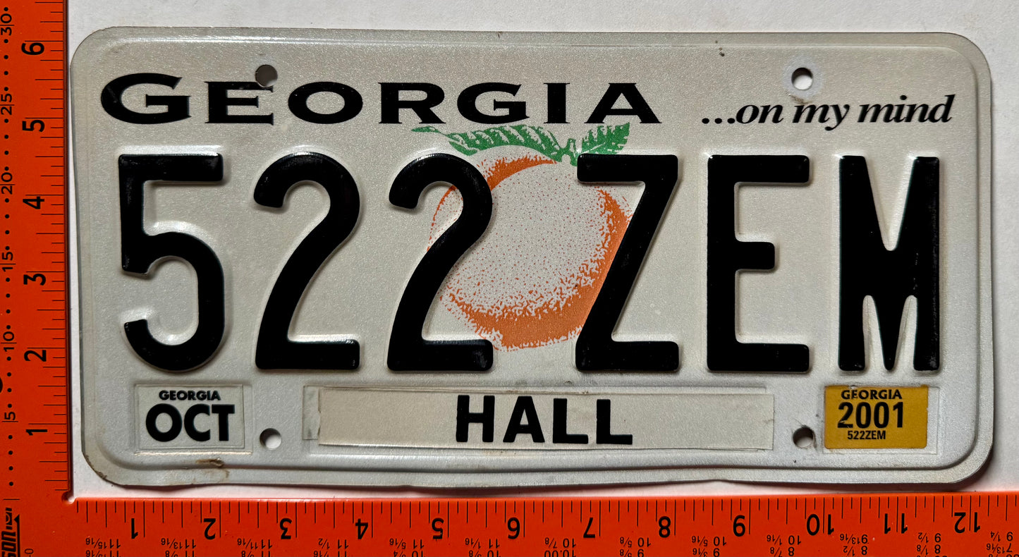 2001 Georgia #522 ZEM Passenger License Plate