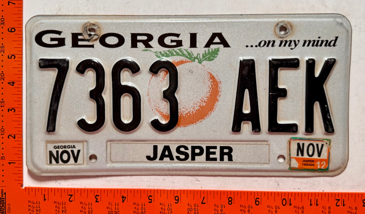 2012 Georgia #7363 AEK Passenger License Plate