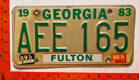 1988/1989 Georgia #AEE 165 Passenger License Plate