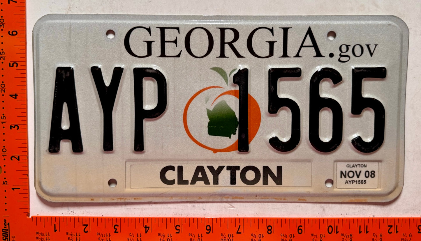2008 Georgia #AYP 1565 Passenger License Plate