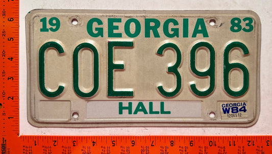1984 Georgia #COE 396 Passenger License Plate