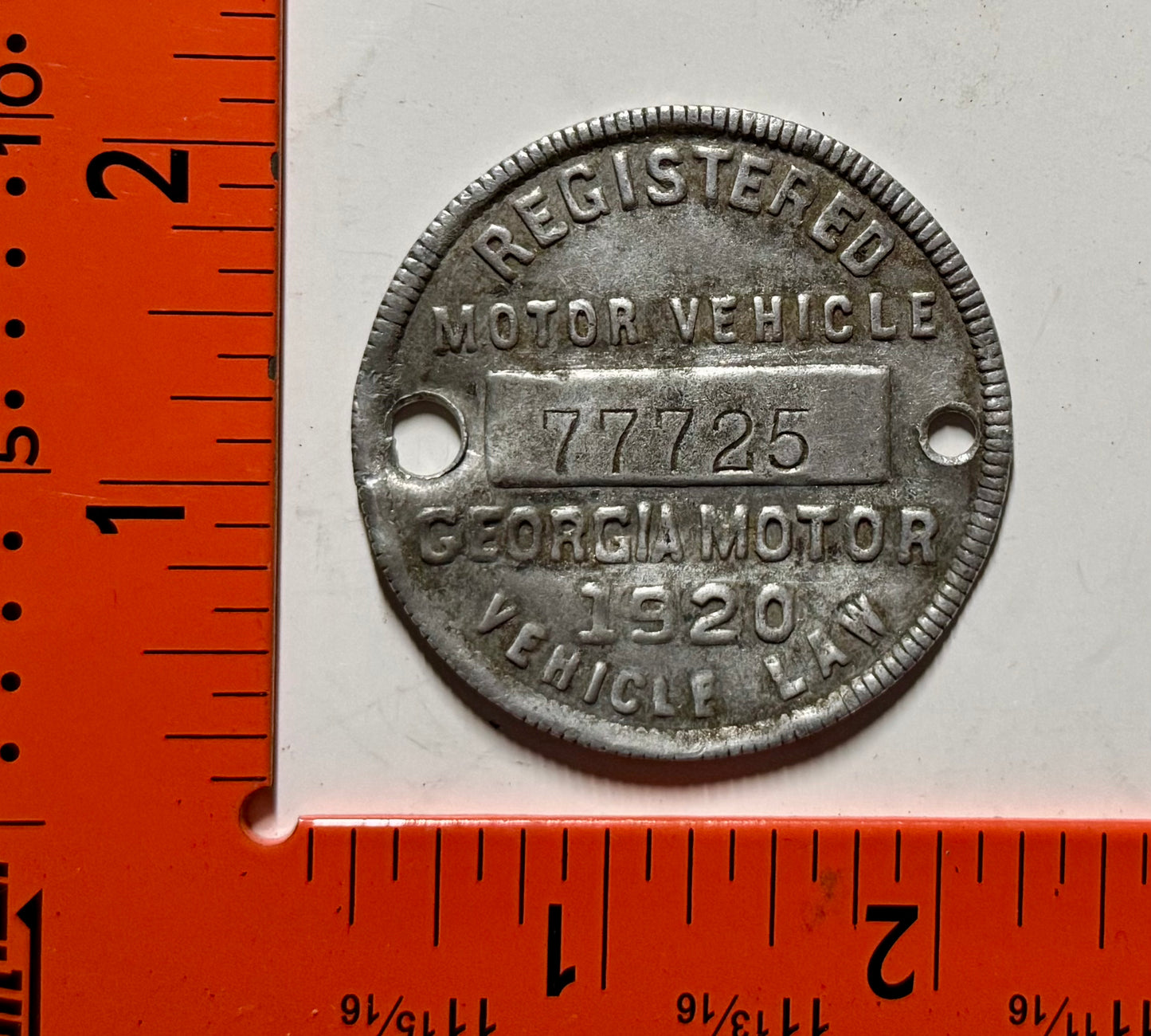 1920 Georgia #77725 Dashboard Disc License Plate