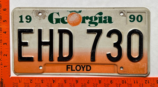 1990 Georgia #EHD 730 Passenger License Plate