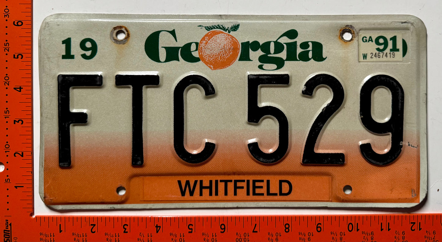 1991 Georgia #FTC 529 Passenger License Plate