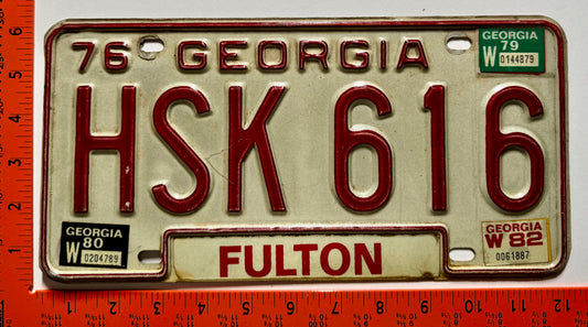 1982 Georgia #HSK 616 Passenger License Plate
