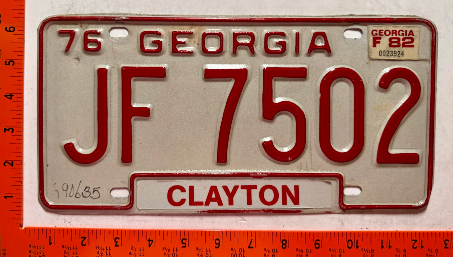 1982 Georgia #JF 7502 Light Truck License Plate