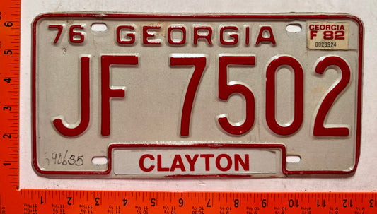 1982 Georgia #JF 7502 Light Truck License Plate