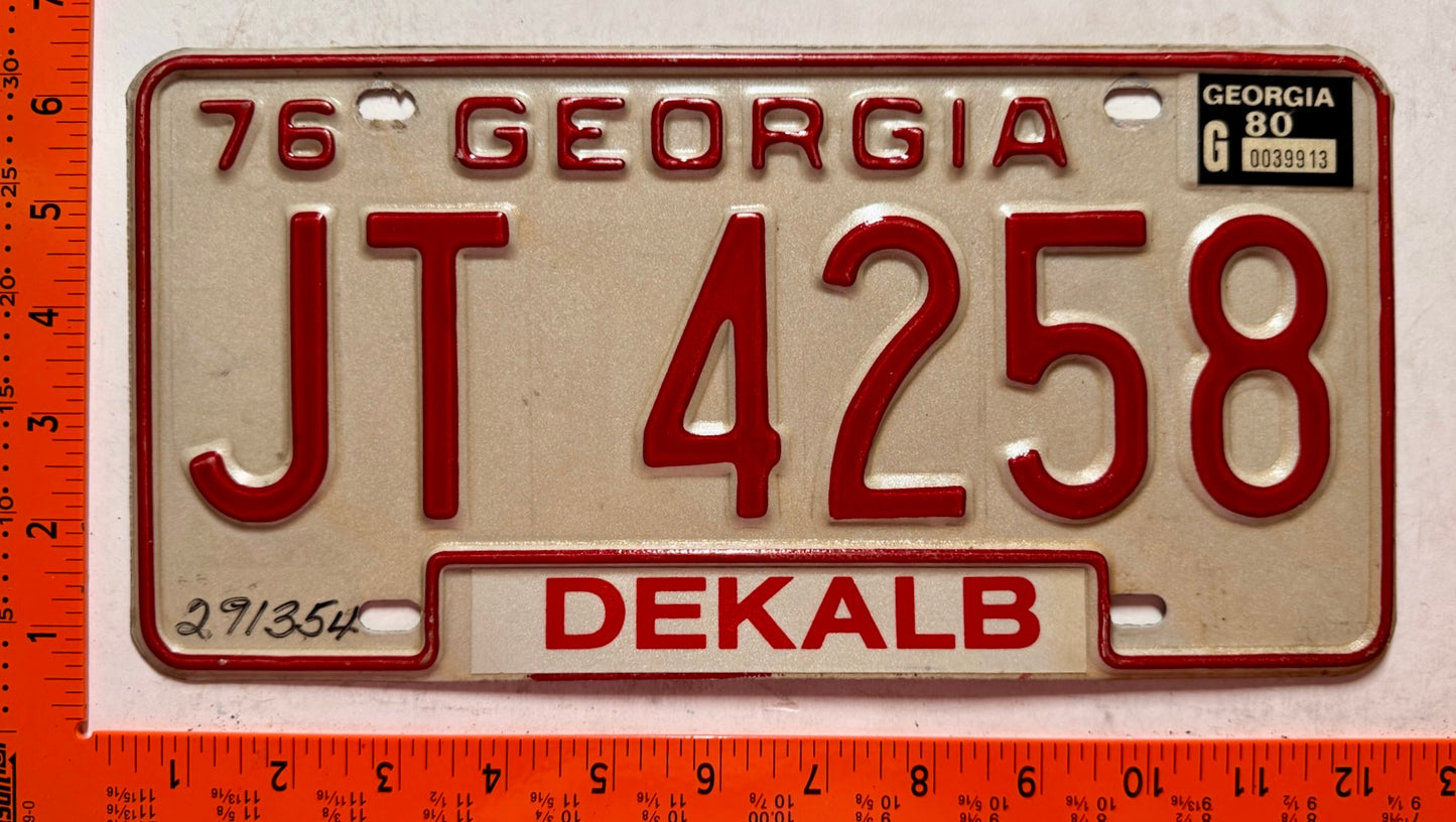 1980 Georgia #JT 4258 Light Truck License Plate