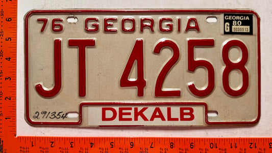 1980 Georgia #JT 4258 Light Truck License Plate