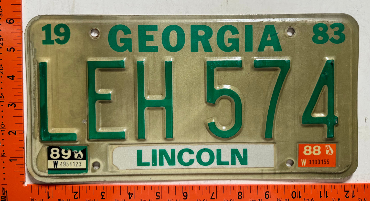1989 Georgia #LEH 574 Passenger License Plate (Crafter)