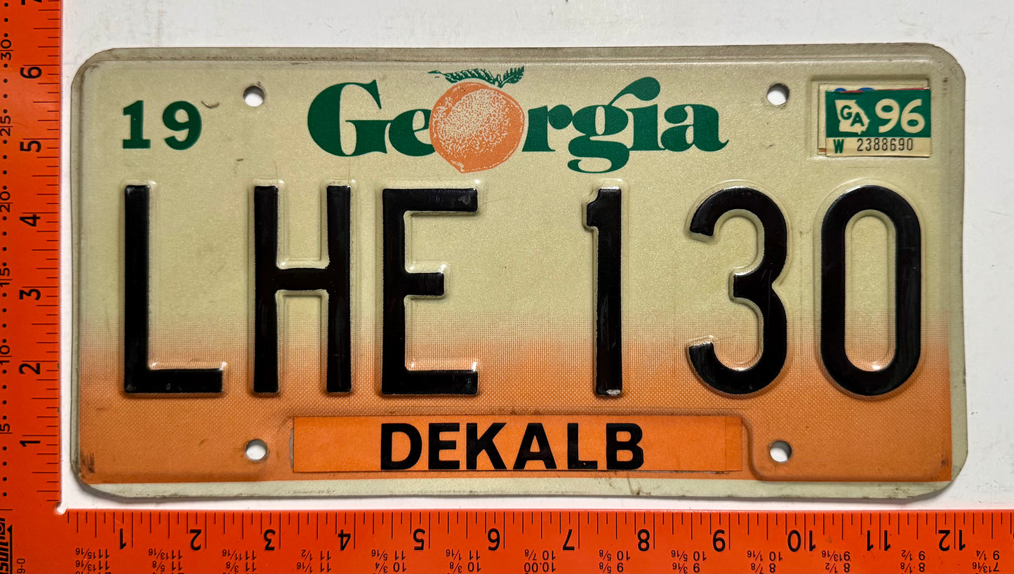 1996 Georgia #LHE 130 Passenger License Plate