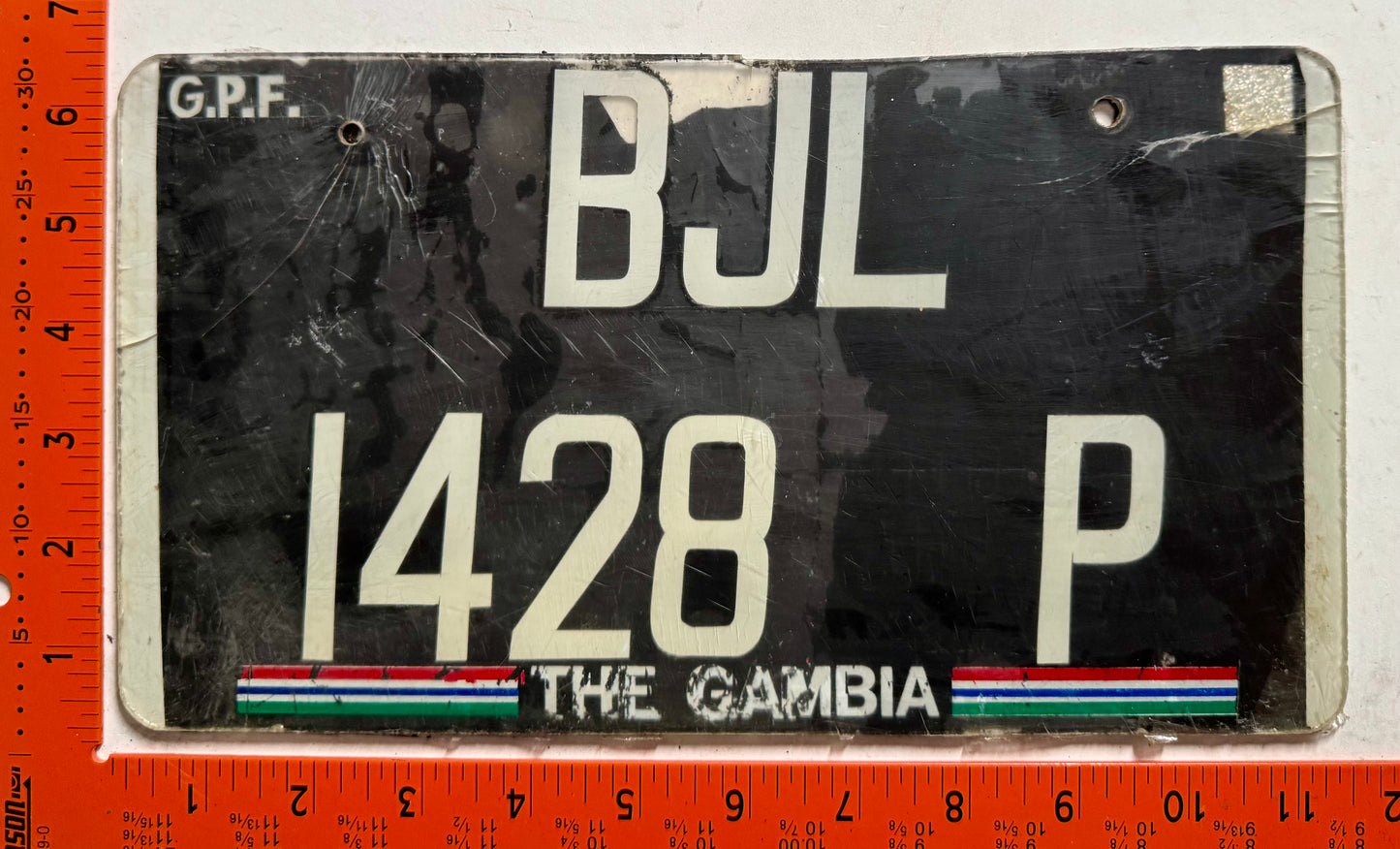 undated Gambia #BJL/1428 P Passenger License Plate