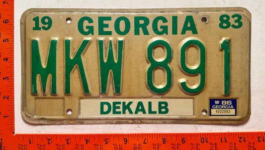 1986 Georgia #MKW 891 Passenger License Plate