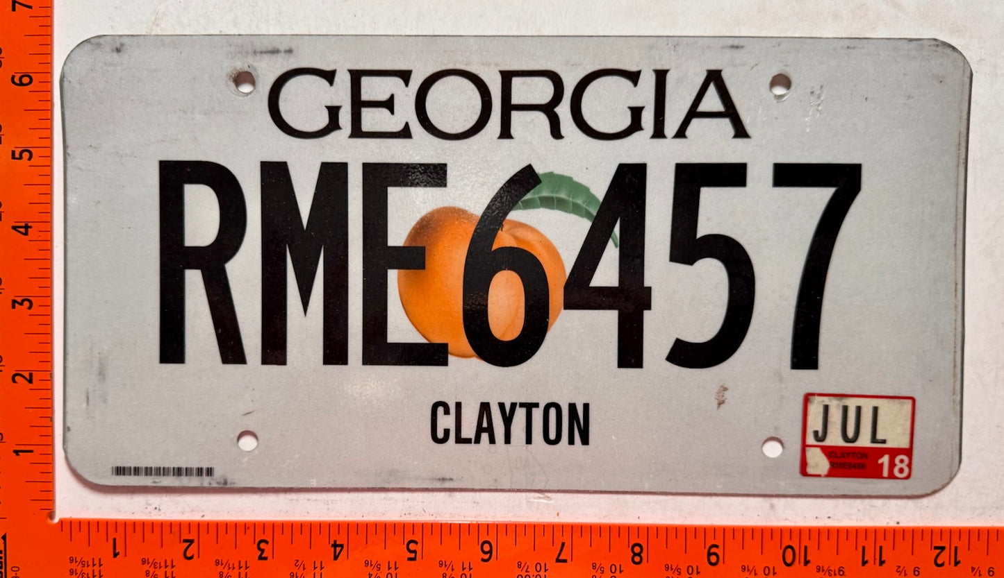 2018 Georgia #RME6457 Passenger License Plate