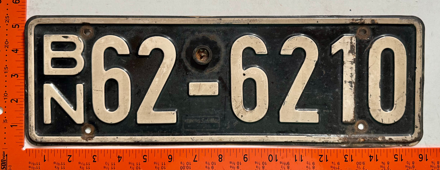 1948-1956 Germany #B/N 62-6210 Passenger License Plate