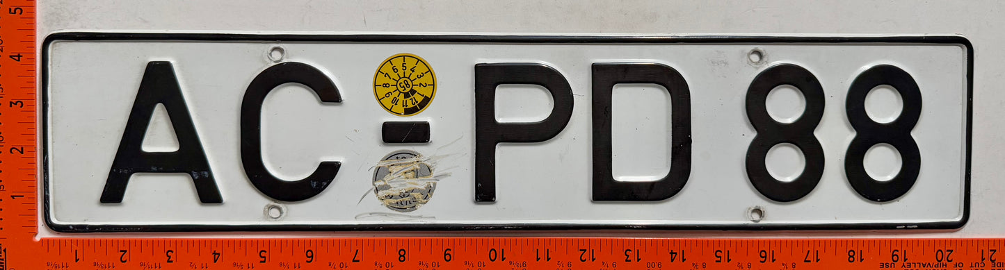 1985 Germany #AC-PD 88 Passenger License Plate
