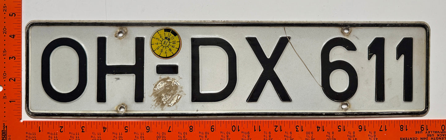 1991 Germany #OH-DX 611 Passenger License Plate