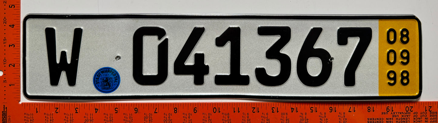 1998 Germany #W 041367 Temporary License Plate
