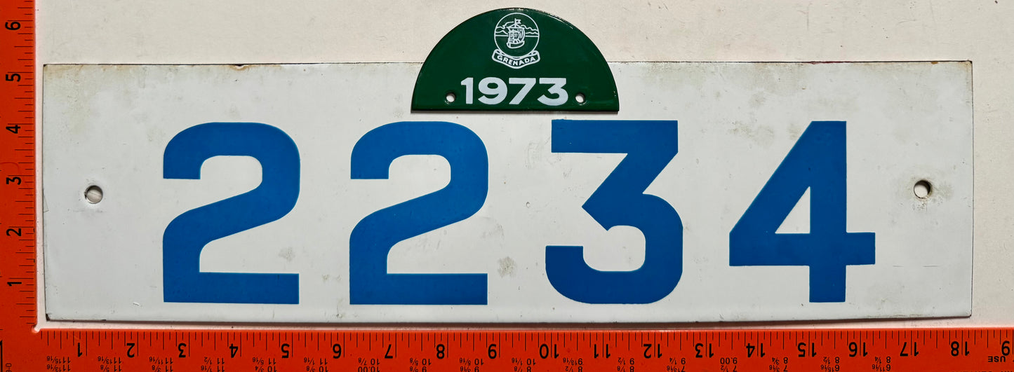 1973 Grenada #2234 Passenger License Plate (Porcelain)