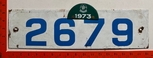 1973 Grenada #2679 Passenger License Plate (Porcelain)
