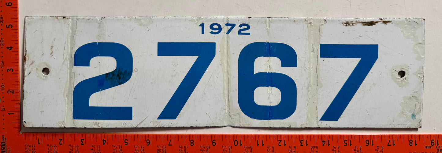 1972 Grenada #2767 Passenger License Plate (Porcelain)