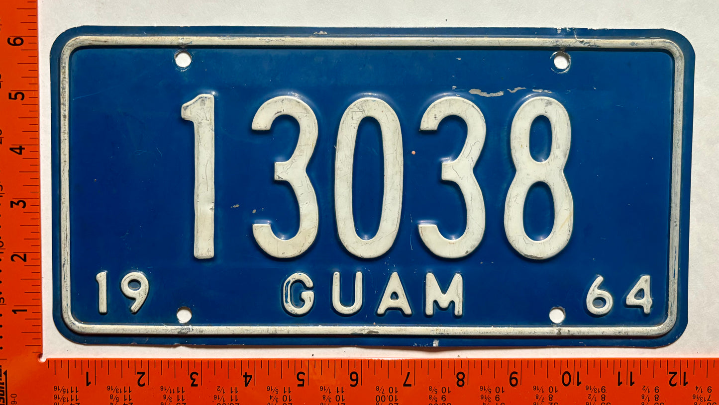 1964 Guam #13038 Passenger License Plate