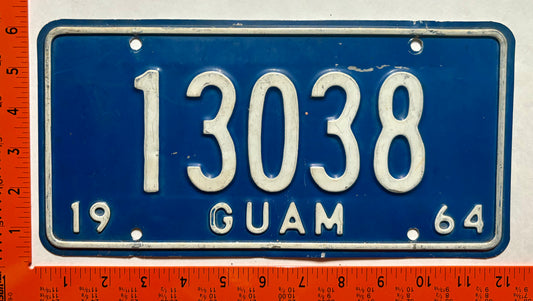 1964 Guam #13038 Passenger License Plate