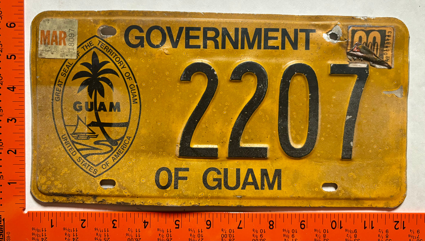 1999 Guam #2207 Government License Plate