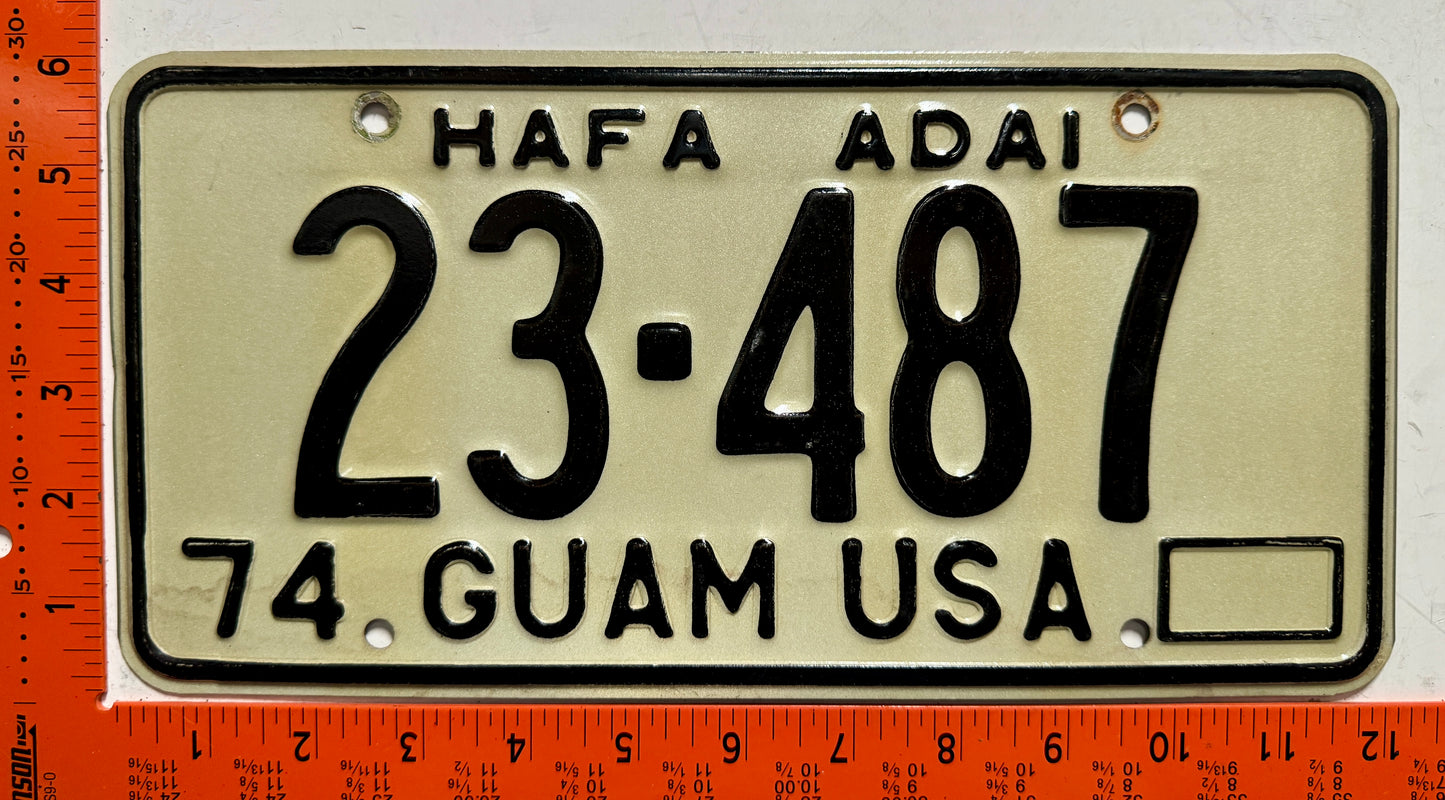 1974 Guam #23-487 Passenger License Plate