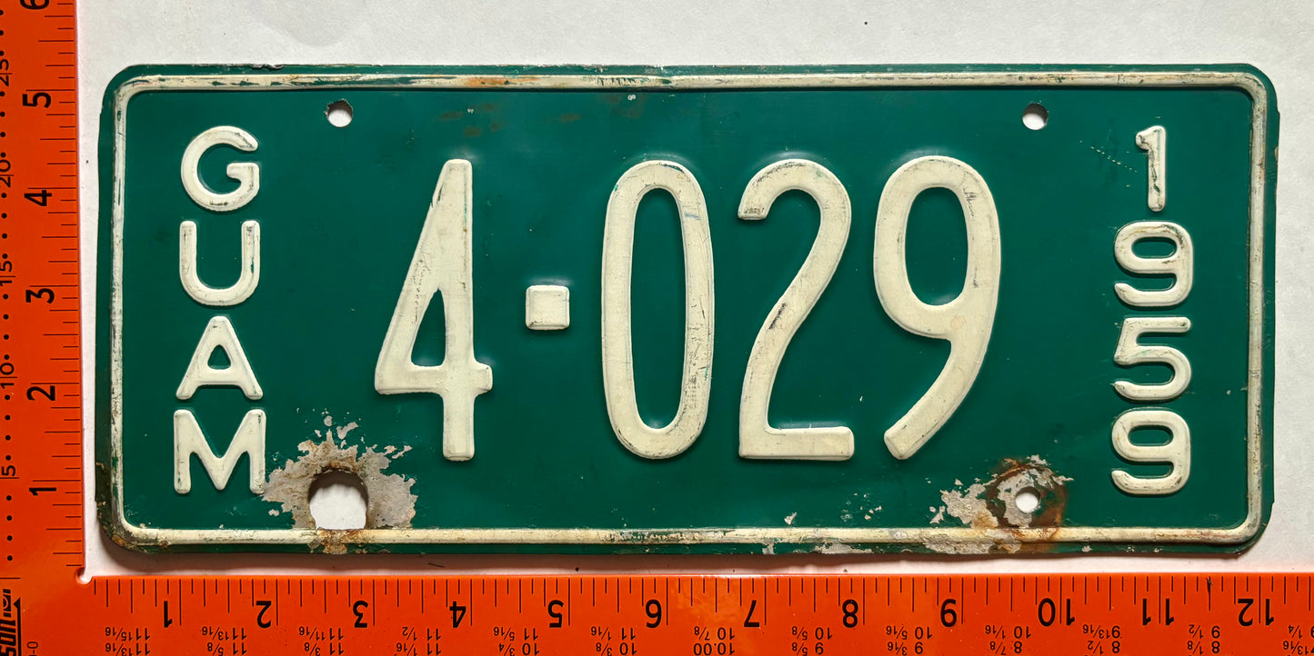 1959 Guam #4-029 Passenger License Plate