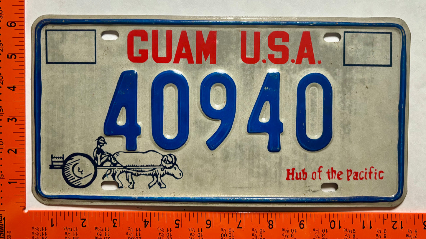 undated Guam #40940 Passenger License Plate