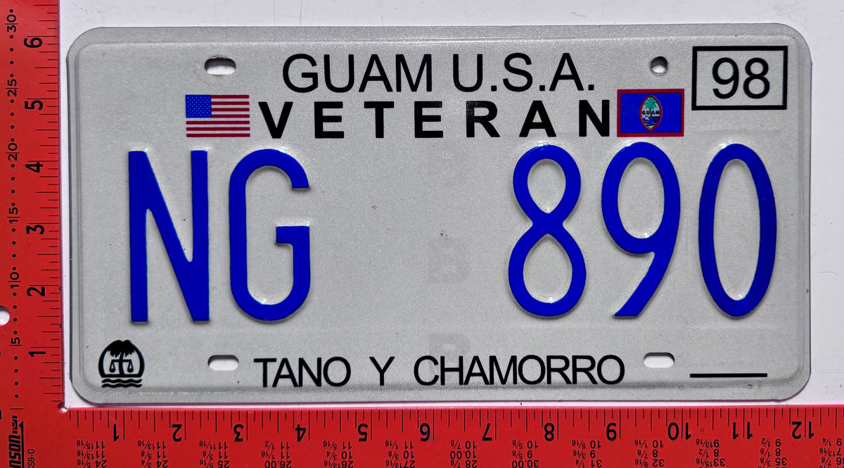1998 Guam #NG 890 National Guard Veteran License Plate