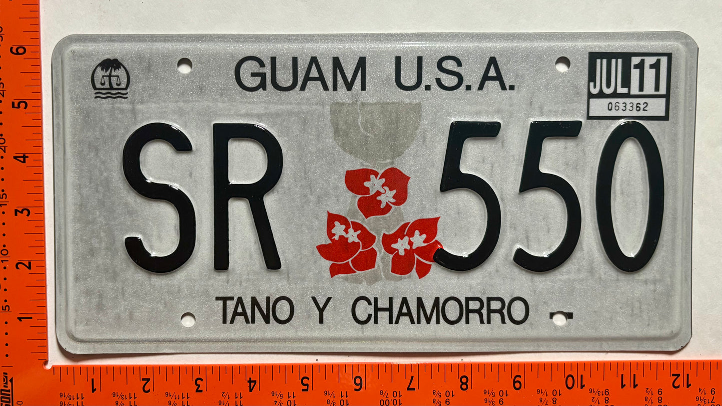 2011 Guam #SR 550 Passenger License Plate