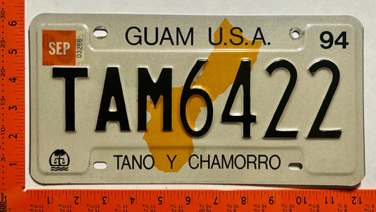 1994 Guam #TAM6422 Passenger License Plate