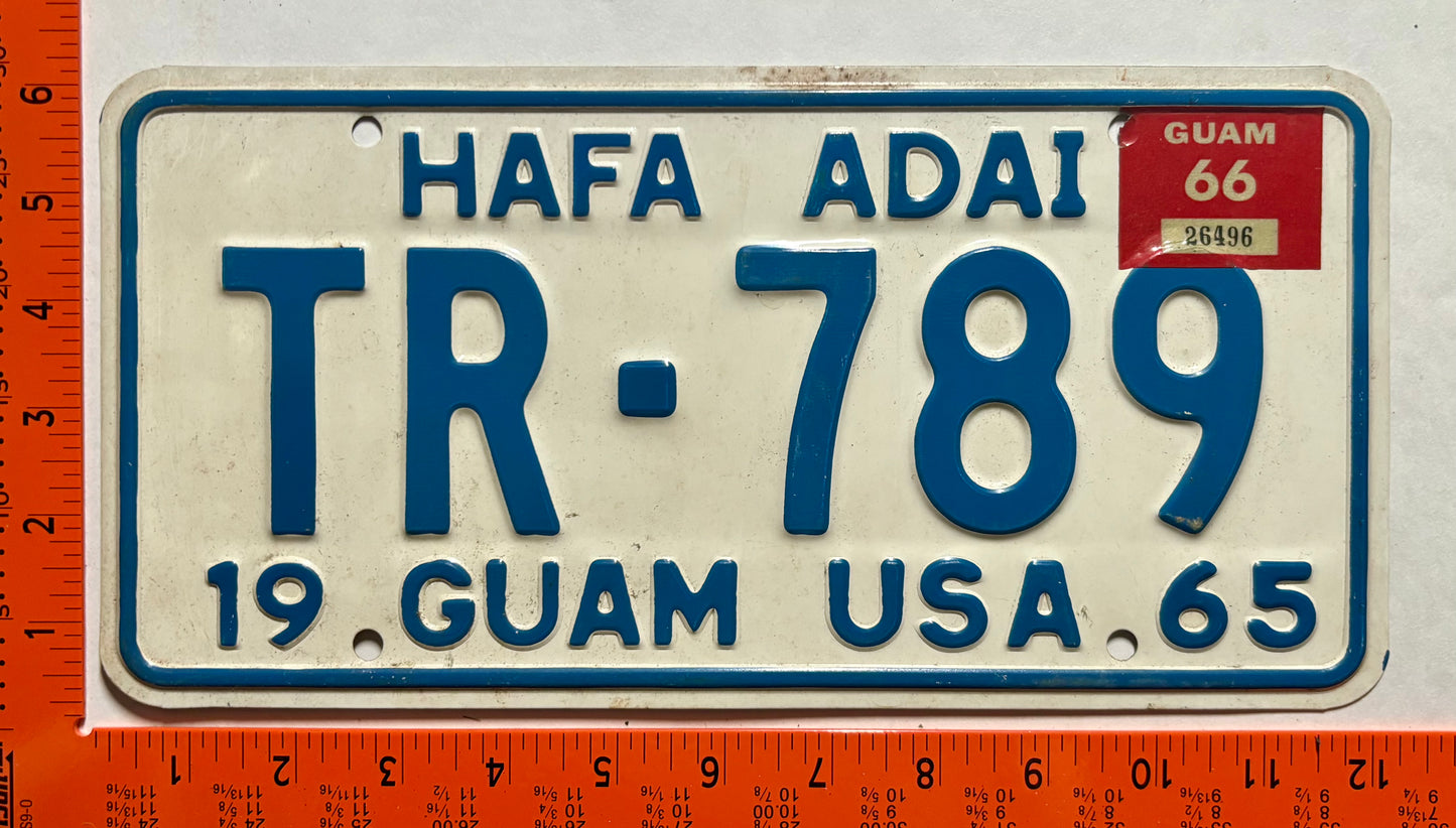 1966 Guam #TR-789 Trailer License Plate