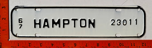 1967 Hampton, Virginia #23011 License Plate