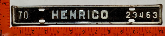 1970 Henrico, Virginia #23463 License Plate