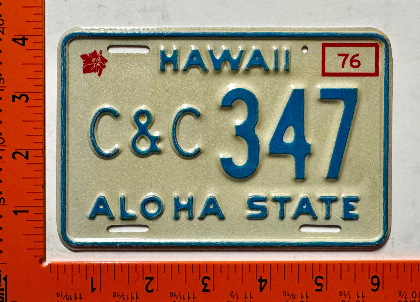 1976 Hawaii #C&C 347 Government Motorcycle License Plate