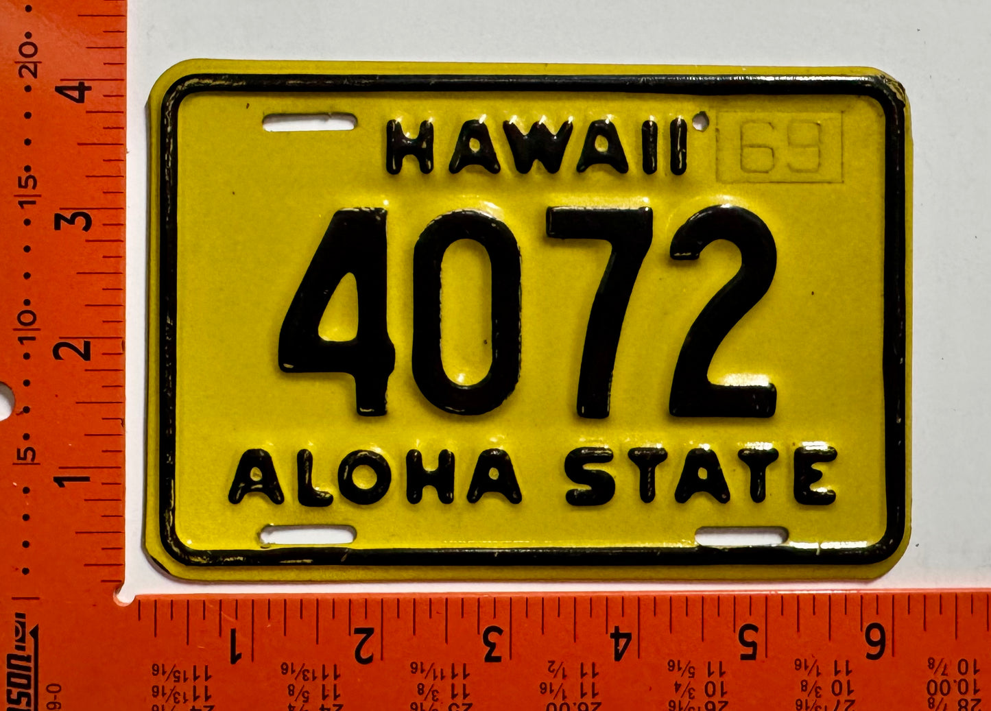 1969 Hawaii #4072 Motorcycle License Plate