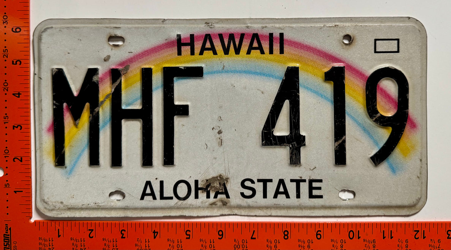 undated Hawaii #MHF 419 Passenger License Plate