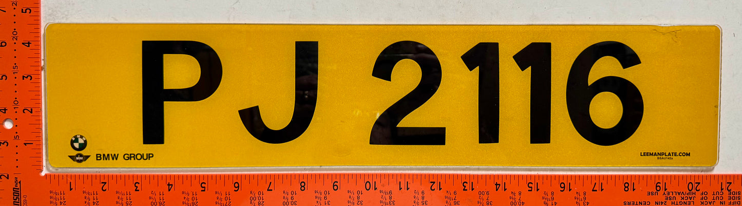 undated Hong Kong #PJ 2116 Passenger License Plate