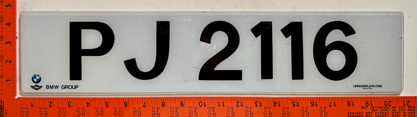 undated Hong Kong #PJ 2116 Passenger License Plate