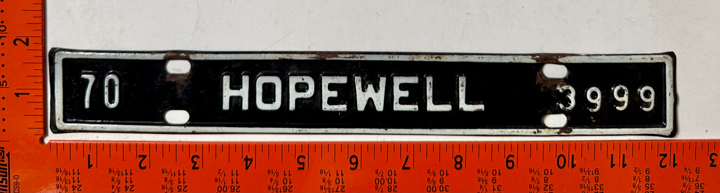 1970 Hopewell, Virginia #3999 License Plate