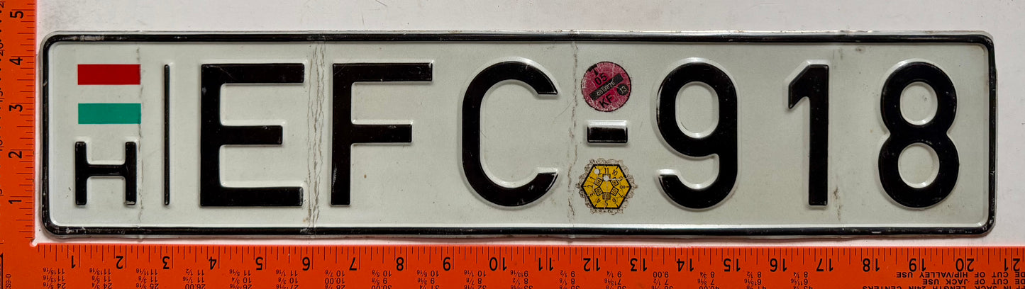 2005 Hungary #EFC-918 Passenger License Plate